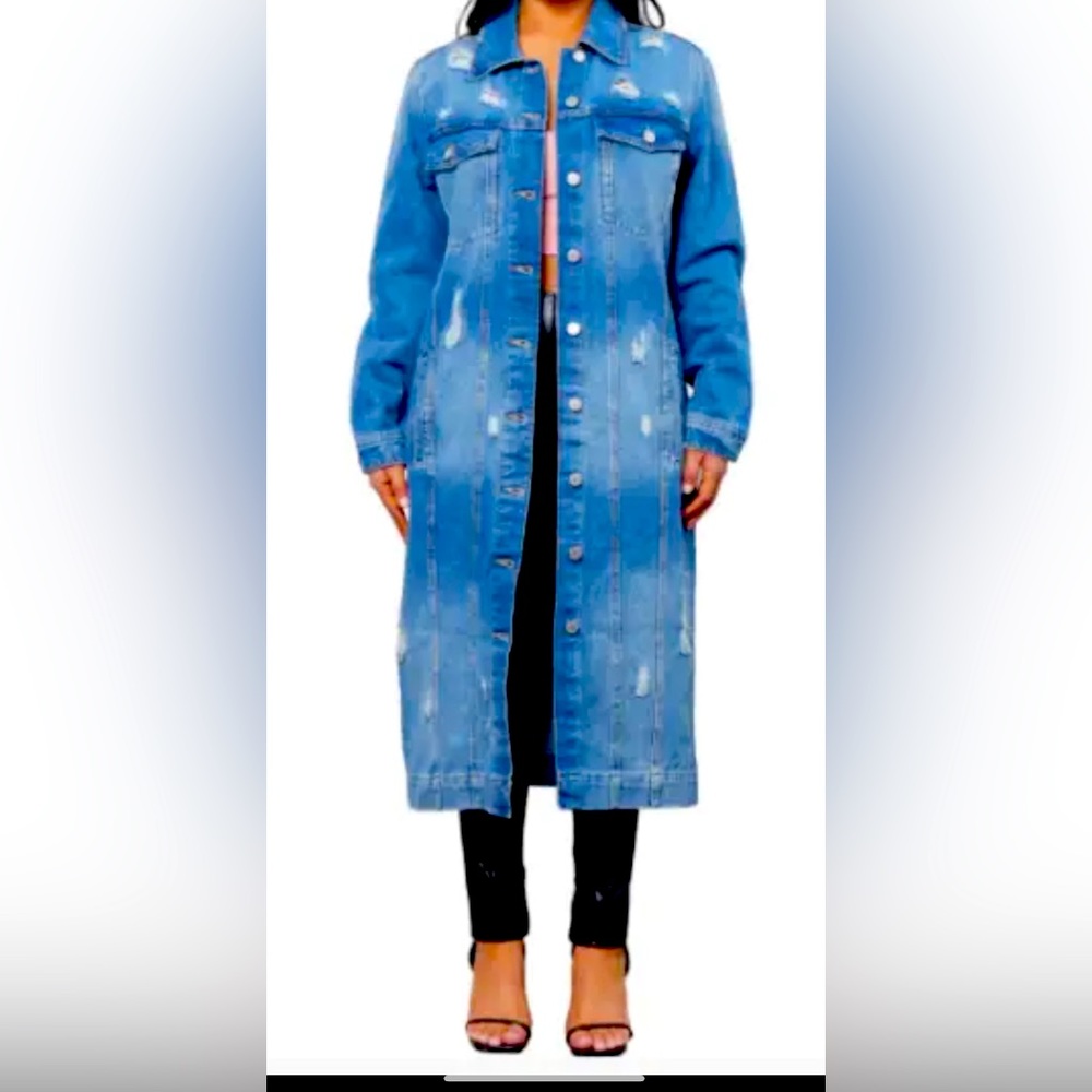 Amazing distressed denim shacket great addition to any outfit !